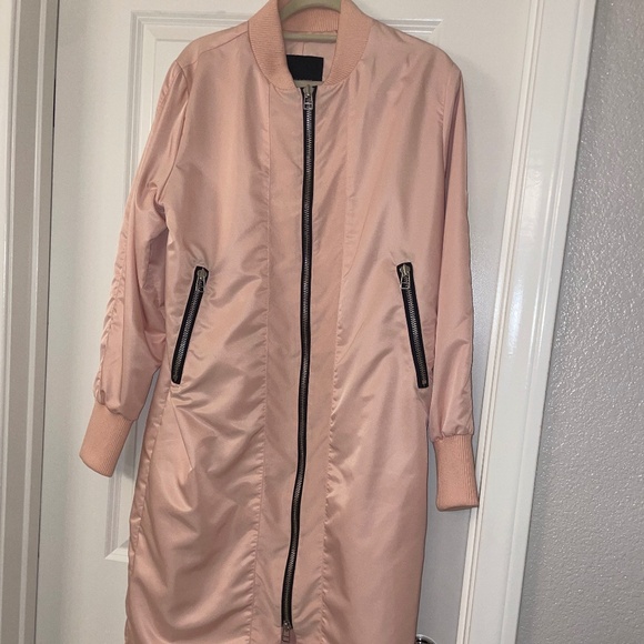 DANIEL PATRICK Tonal Heroine Long Bomber Jacket Dusty Rose Size M - Picture 1 of 14